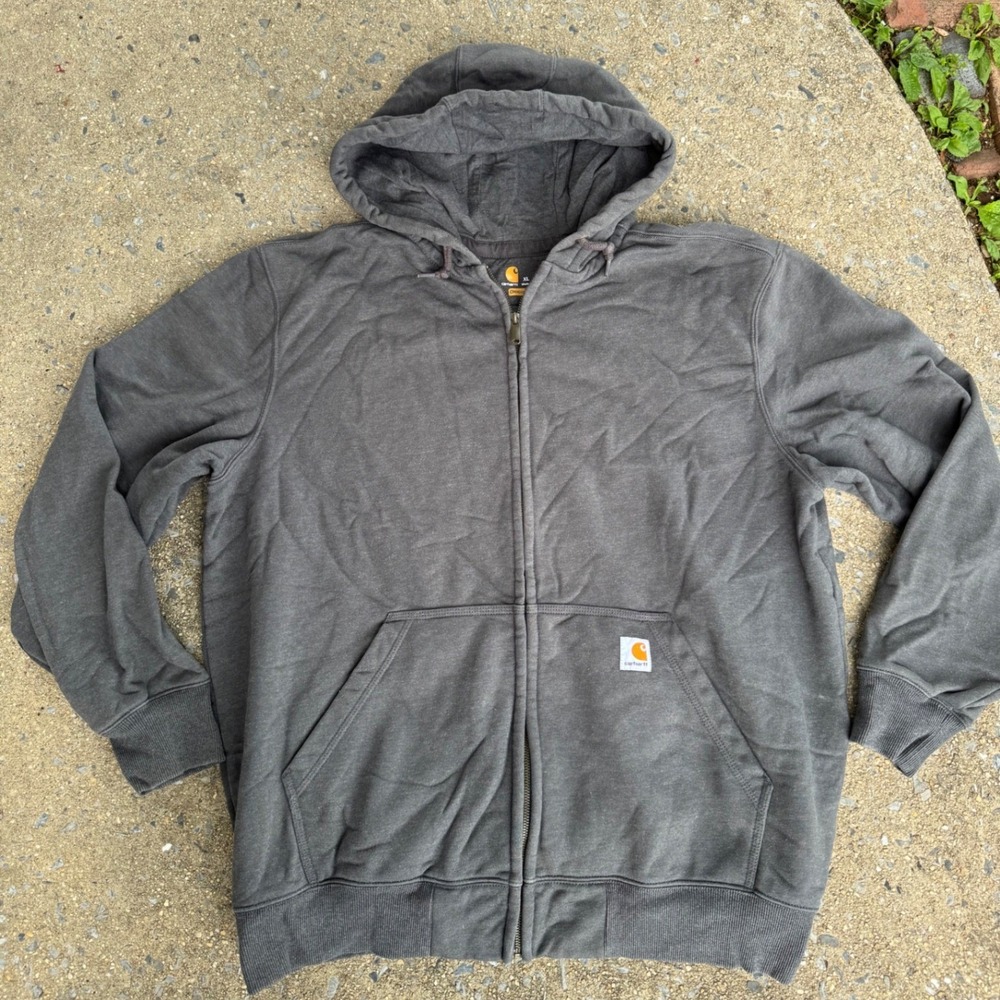 Carhartt Rain Defender Hoodie Mens XL Gray Full Zip Sweatshirt Original Fit